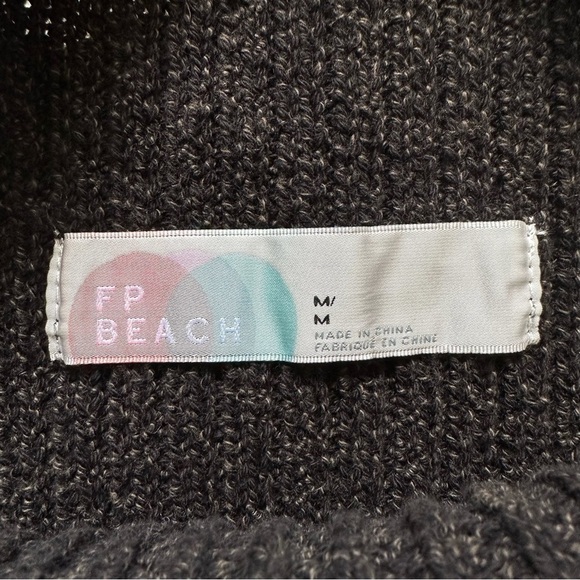 Free People FP Beach Dress Mango Sweater Mini Oversized Ribbed Knit Black M - Picture 9 of 13